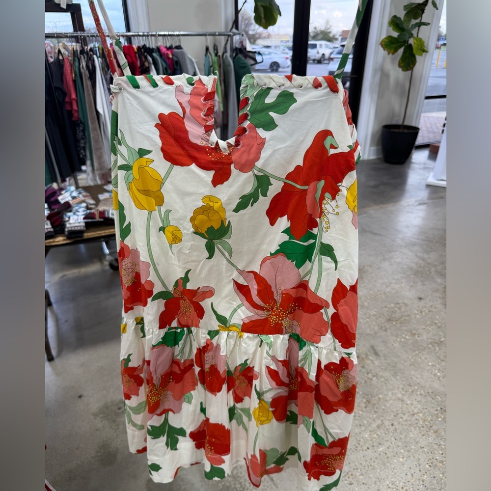 Altar'd State White Sundress with Red, Pink & Yellow Floral Print